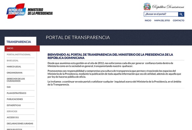 Portal de transparencia del Ministerio de la Presidencia.