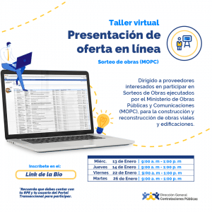 “Talleres virtuales para Sorteos de Obras ” @ Direccion General de Contrataciones Publicas