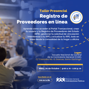 “Registro de Proveedores en línea” @ @PRESENCIAL Escuela Nacional de Control de la Contraloría General (CGR)