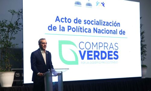 Presidente Luis Abinader se pronuncia en el acto de socialización de la Política Nacional de Compras Verdes