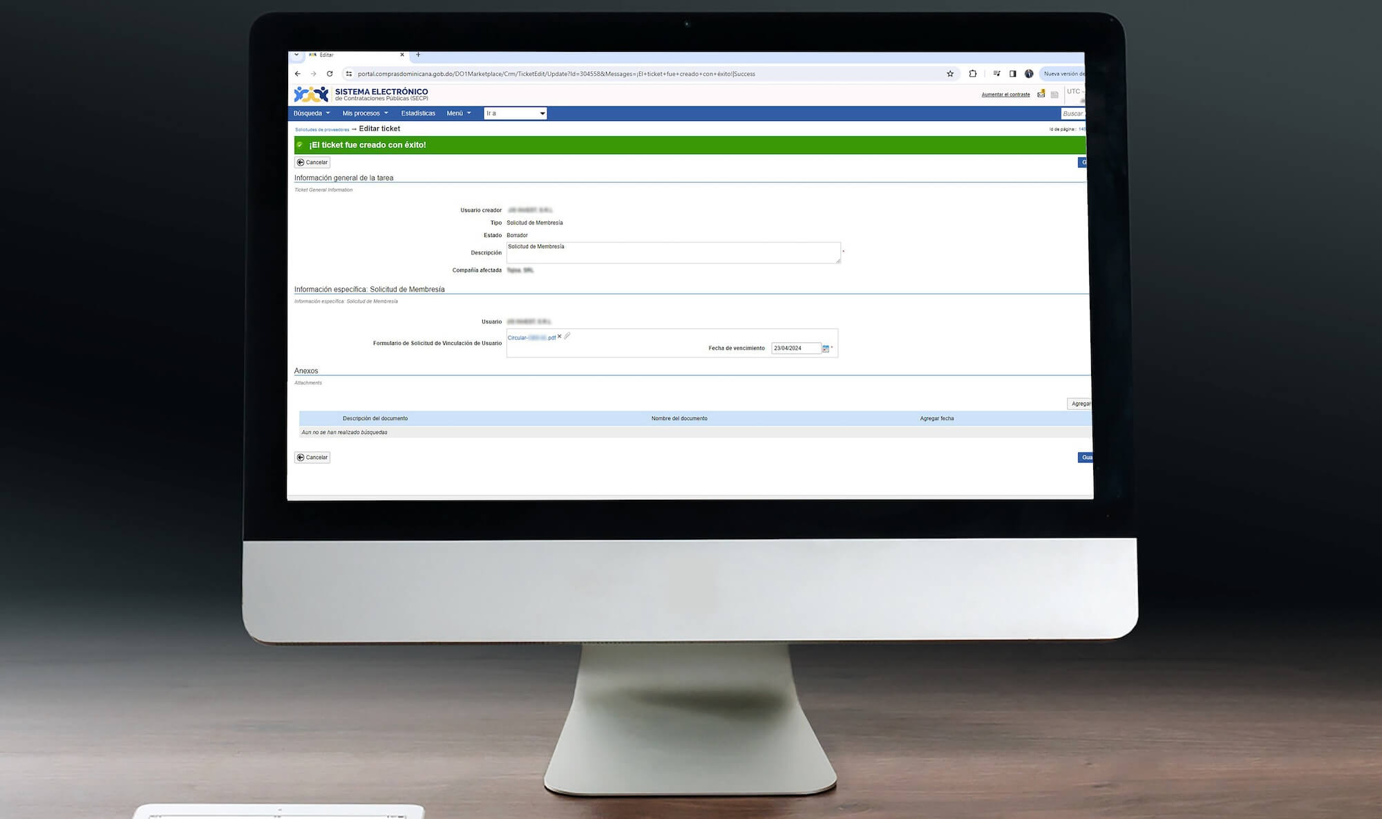 Vinculación de usuario en el Sistema Electrónico de Contrataciones Públicas (Membresía)